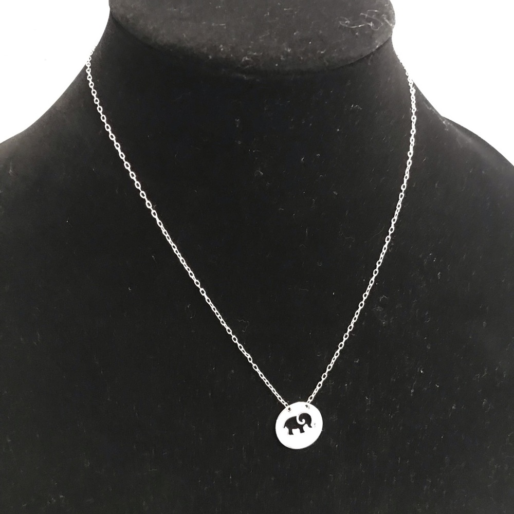 Silver elephant necklace- new- “never forget”